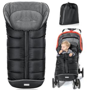 Orzbow Universal Footmuff for Stroller, Winter Warm Baby Stroller Bunting Bag, Waterproof Windproof Warm Polar Fleece Lined for Toddler Stroller Sleeping Bag, Black (Large)