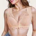 Pack Front Closure Bras for Women Full Coverage Lace Wireless Bralettes, Soft Breathable Support Wirefree Everyday Bras (XL)