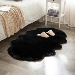 MIULEE Luxury Super Soft Fluffy Area Rug Faux Fur Sheepskin Rug Decorative Plush Shaggy Carpet for Bedside Sofa Floor Nursery Halloween 3 x 5 Feet, Black