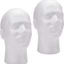Foraineam Pack of 2 Male Foam Head 11 Inch Man Mannequin Manikin Foam Heads Wig Display Holder Hats Glasses Display Stand