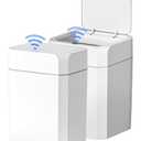 ELPHECO 2 Pack 3.5 Gallon Bathroom Trash Can with Lid Motion Sensor Slim Garbage Can Bathroom Decor Waterproof Smart Small Trash Bin for Kitchen, Office, Bedroom, Living Room, Toilet (Black)