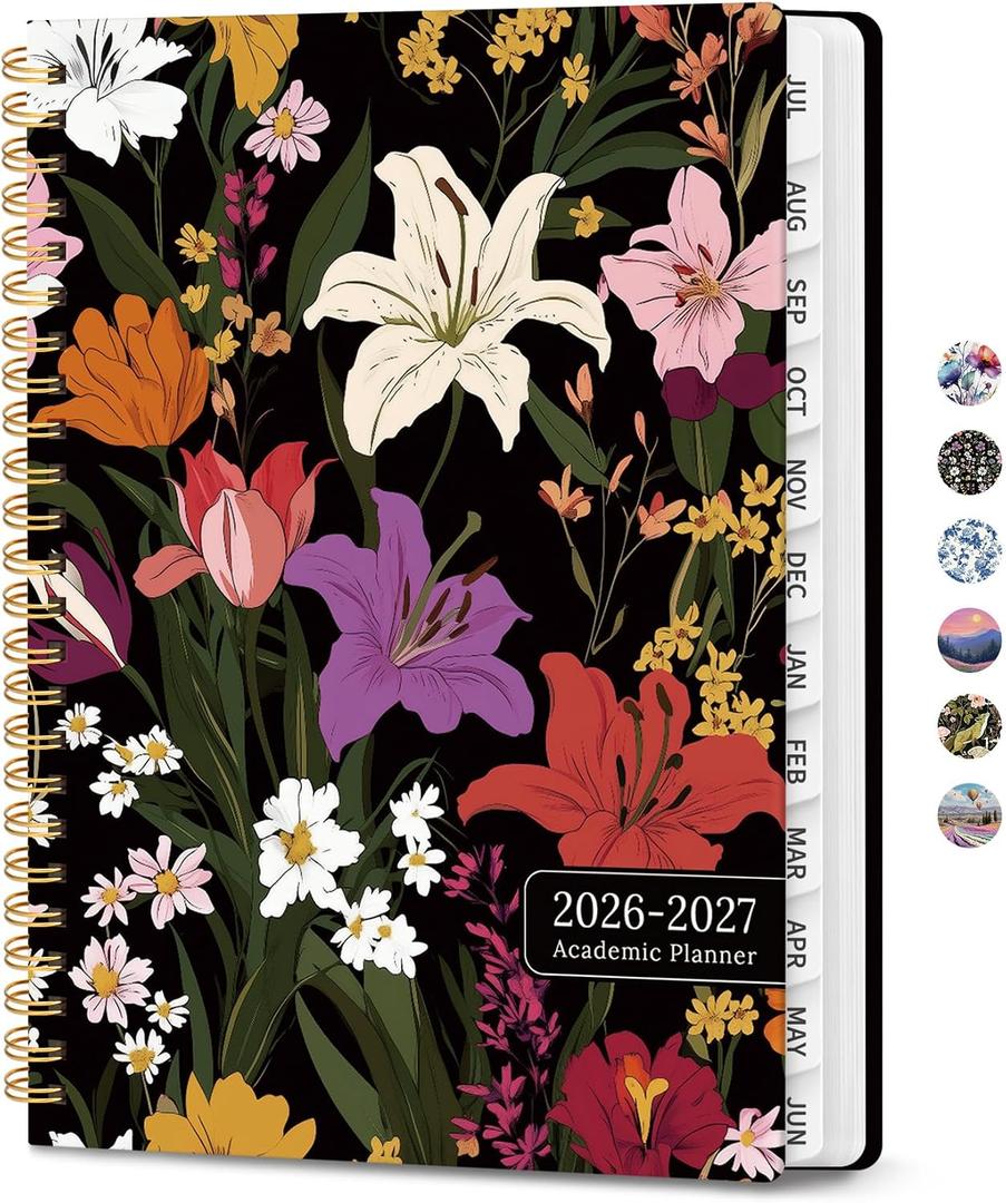 2 x ZOTIA Academic Planner 2026-2027, Monthly & Weekly Jul 2026-Jun 2027 | Lily Garden, 6.3" x 8.5" Calendar Planner for Women, Hardcover Pretty Organizer for Women, School Office Home Supplies