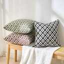 2 x Black Throw Pillow Covers Black and White Pillow Covers 18x18 for Couch Modern Farmhouse Block Print Cushion Cases Grey Boho Home Decor for Sofa Chair Bedroom Living Room Gray