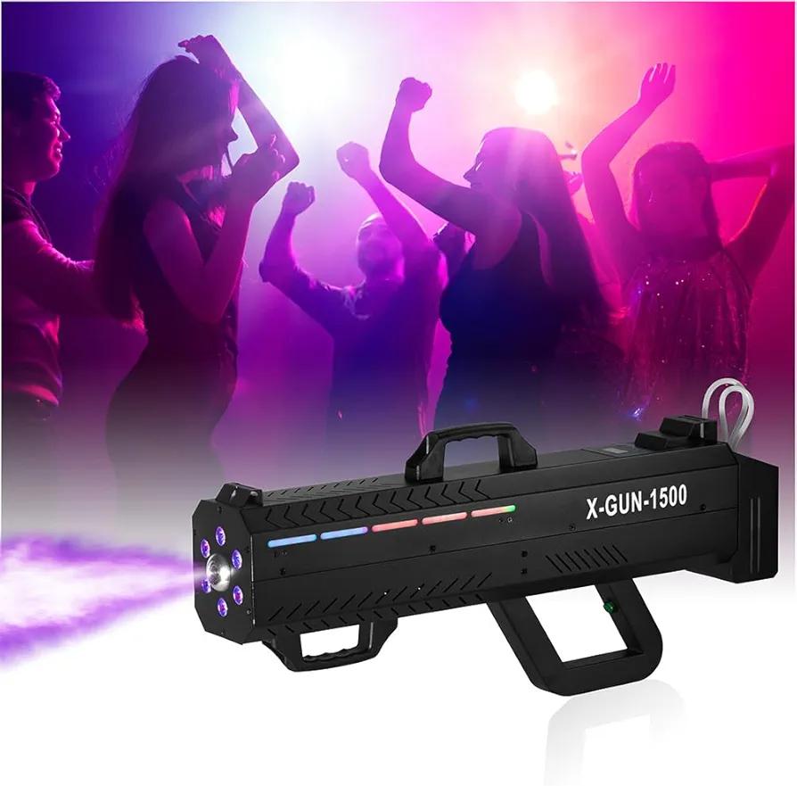 Fog Gun1500W with Lights, Strip, Stand, Handheld Fog Machine Smoke Cannon for Parties, Halloween, DJ Events, and Stage Performances