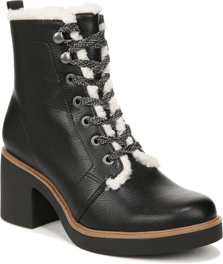 LifeStride Women's Rhodes Cozy Ankle Boot Snow (11 Wide, Black)