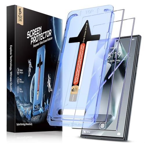 MAGIC JOHN 2 Pack for Samsung Galaxy S24 Ultra Tempered Glass Screen Protector, Auto Dust-Elimination Installation, Bubble Free, HD Clear, Easy Installation