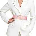 JASGOOD Women Wide Elastic Waist Belt for Dresses Fashion Gold Square Buckle Stretchy Leather Waistband for Ladies(Pink) (103 cm +-3)