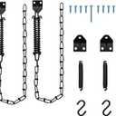 2 Set Screen Door and Storm Door Chain Stop, Windproof Door Chain Heavy Duty Storm Door Hardware for Most Doors (Black)