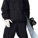 YEEFINE Women's Snow Snowboard Suits Baggy Men's Ski Jacket and Pants Set Insulated Snowsuits Waterproof Winter (X-Large, Black)