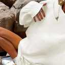 Mrskoala Womens Tops Casual Knit Sweater Long Sleeve Pullover Loose Shirts Fall Clothes (White, L)