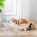 Cooling Cat Hammock Chair with Water Mat, Beach Style Lounger for Large Cats, Elevated Cat Beds for Indoor Cats, Durable Waterproof Pet Couch (Green, 22.8" L x 5.9" W x 13.3" Th)