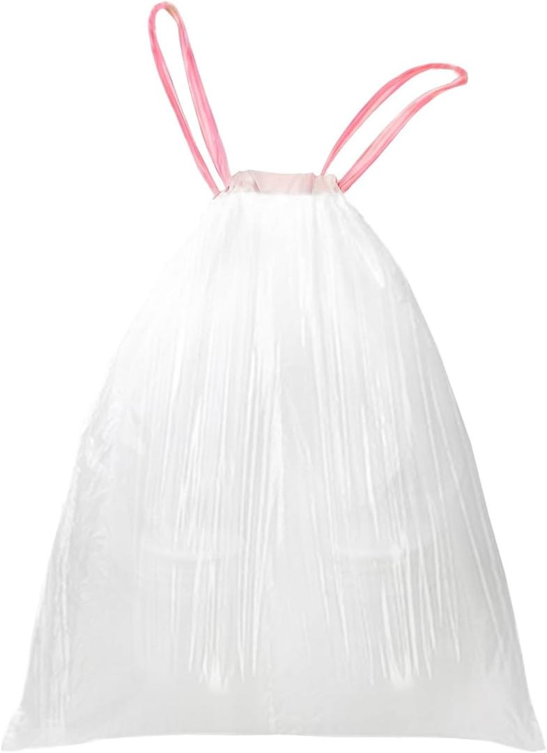 5 Gallon Trash Bags Drawstring, Pack of 42, Small Garbage Bags, 50x61cm, 8g/pcs, Unscented, White