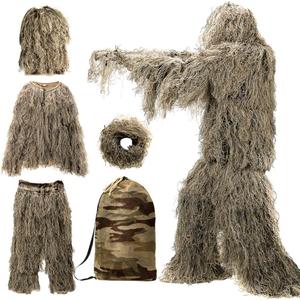DoCred 5 in 1 Ghillie Suit, 3D Camouflage Hunting Apparel w/Jacket, Pants, Hood, Carry Bag for Adults/Youth
(XLarge or XXLarge, Dry Grass)