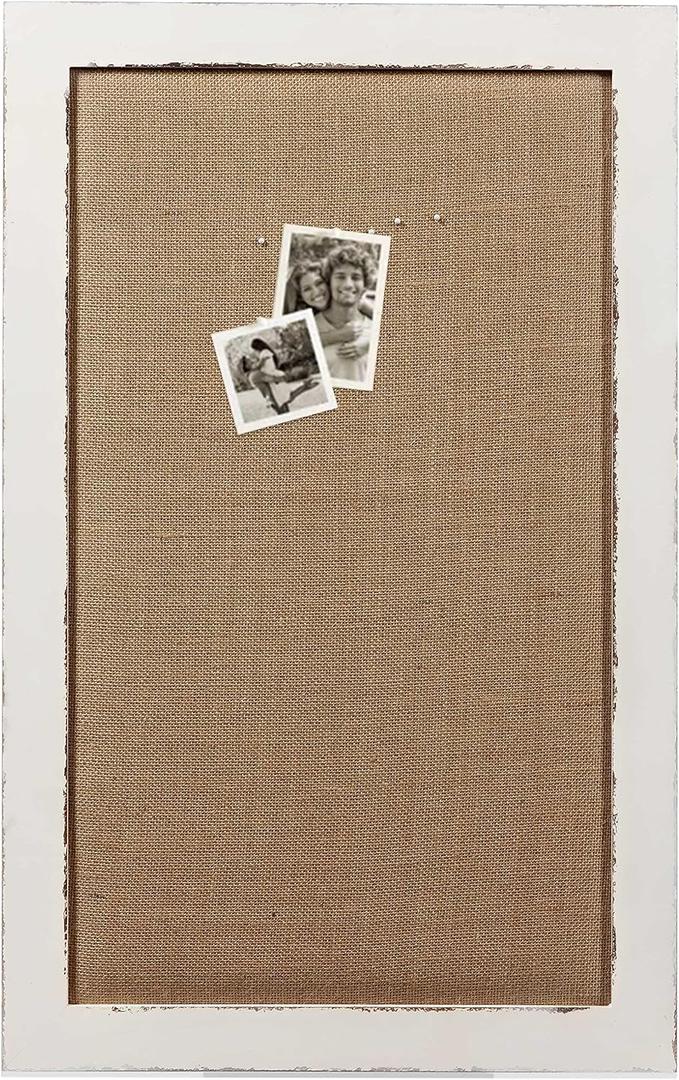 Linen Bulletin Boards for Walls 18 X 29 Inches Wooden Frame, White Pin Board Decorative Cork Board for Office Home Kitchen, Message Notice Vision Board, Wall Organizer Display Board, 18.1" x 0.7" x 28.7"