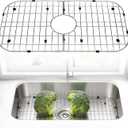 Sink Grid for Kitchen Sink – Stainless Steel Bottom Protector, Center Drain, Detachable Design, Fits Single Bowl Sink, Scratch Protection & Dish Drying Rack (26" x 14")