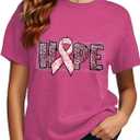 PQZ Breast Cancer Shirts for Women Cancer Awareness Tee Womens Butterfly Tee Shirt Cancer Survivor Tops (Small)