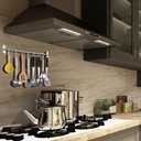 Kitchen Sliding Hooks, Stainless Steel Hanging Rack Rail Organize Kitchen Utensil Removable S Hook for Towel, Spoon, Coats, Bathrobe, BBQ,Wall Mounted Hanger (10 Hooks 23.6In)