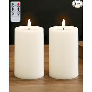 3"x4" Outdoor Waterproof Flameless Candles with Remote and Timers, LED Candles, Battery Operated Candles, Electric Fake Pillar Candles for Patio, Porch, and Lanterns Decor (Ivory, Plastic)