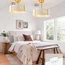 20'' Gold Boho Rattan Fandelier Ceiling Fan with Light and Remote Control, Medium