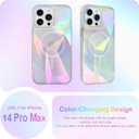 Cute Case for iPhone 14 Pro Max Case for Women Girls [ Compatible with Magsafe ] Clear Glitter Girly Aesthetic Rainbow Sparkly Bling Magnetic Phone Cover, Iridescent Geometry