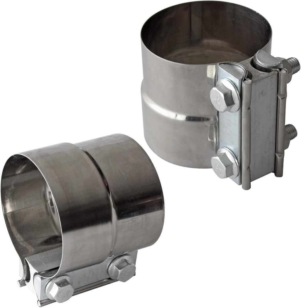 Exhaust Clamps Band Clamp 3" Lap Joint - Stainless Steel Lap Joint Exhaust Band Clamp with 1 Block 2Pcs for 3" Od to 3" Id Exhaust Pipe, Muffler, Elbow and Exhaust Tubing Connection(2 Pack)