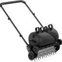 Lineware 22.5-Inch Lawn Aerator with Weight Bag, Heavy Duty Push Spike Aerator with 4 Wheels, Aerator Lawn Tool with 42.2" Steel Handle, Manual Aerator Lawn Tool with Foam Armrests, for Lawn, Garden and Yard