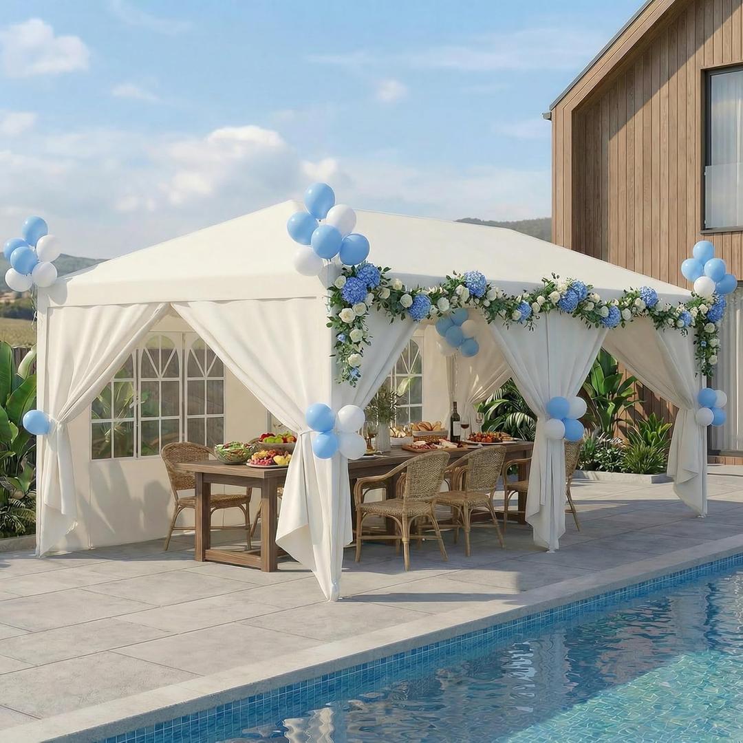 HOTEEL 10x20 Party Tent Outdoor Canopy Tents for Parties with 6 Removable Sidewalls, Carpas para Fiestas Waterproof for Gazebo Large Backyard Shelter Patio Wedding Events BBQ