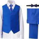 Boys' Suits Formal Slim Fit Tuxedo Boys Vest and Pants Set for Teens Dress Clothes Wedding Outfit with Tie and Bow Tie (Size 5)