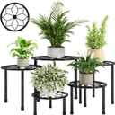 NUZZERO Metal Plant Stand Indoor Outdoor,Indoor Plant Stands for patio rust proof,Heavy Duty Flower Pot Stands for Multiple Plant,Black Potted Plant Holder for Garden Home (5 Pack Black)