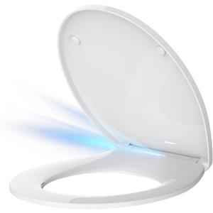 AQUATIZ Elongated Toilet seat with Buit-in Night Light,Oval Toilet Seat with Soft Slow Close,Oblong Toilet Seat Plastic Replacement