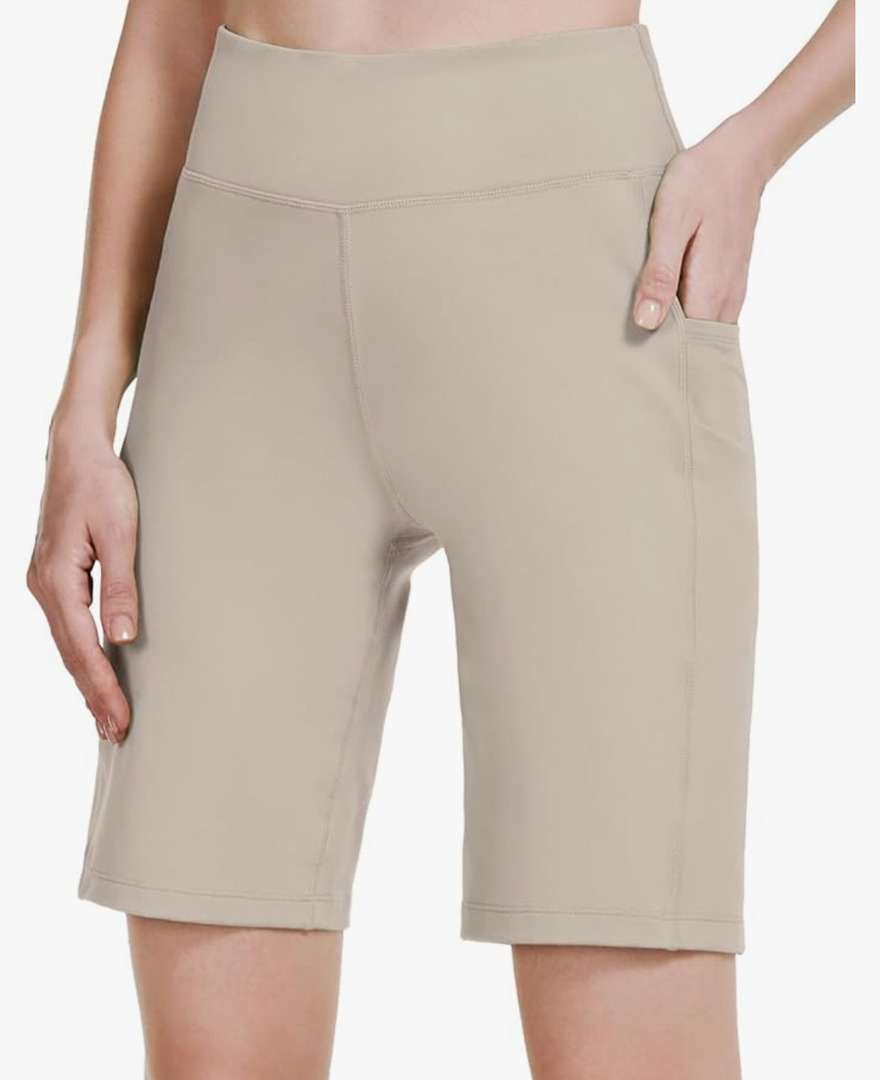 baleaf Women's 10" Long Bermuda Shorts Above Knee Length with 3 Pockets Walking Athletic Workout High Rise Yoga Running Size XL