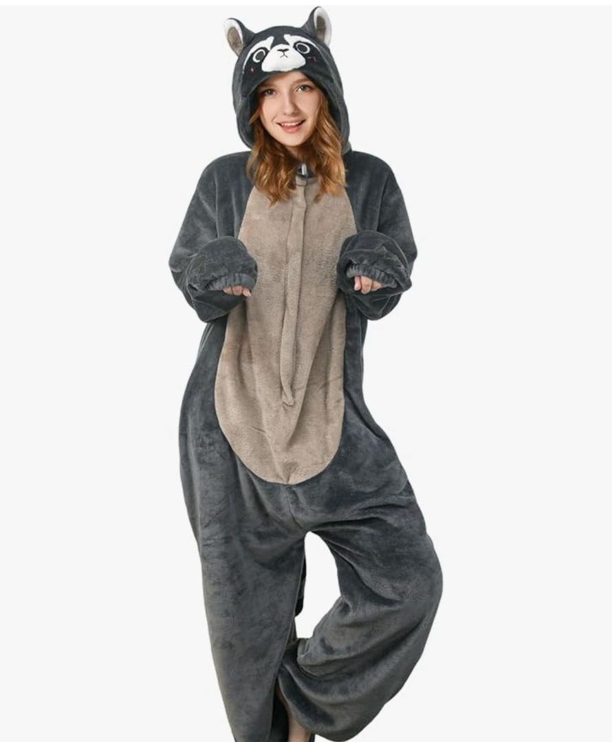 OLAOLA Adult Onesie, Animal Halloween Costume, Unisex Onesies Plush Cosplay Pajamas One-Piece Sleepwear Small