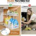 2 Pack Under Sink Organizer With Smooth Cylindrical Rail,2-Tier Pull Out Multi-Purpose Cabinet Storage for Bathroom&Kitchen,Height Adjustable,Rust-resistant Coating-White