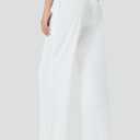 EZRUN Women's Flowy Wide Leg Travel Palazzo Pants with Zip Pocket (White, XXXL)