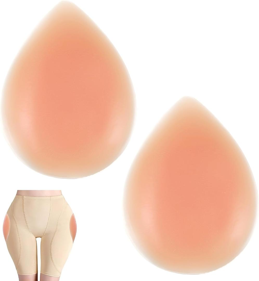 JJUNW 2 Pcs Hip Dip Pads for Women, Self-Adhesive Silicone Hip Pads, Reusable Butt Lift Pad Fill Hips Dips Create Round Butt & Hourglass Figure (Skin Color)