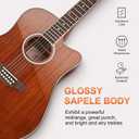 Vangoa 12 String Guitar Acoustic Electric, Upgraded Guitar 12 Strings Bundle for Beginner Intermediate Adults Teens, Guitarra de 12 Cuerdas, Sapele Body Bone Nut, Brown Glossy