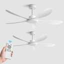 56 Inch White Ceiling Fan High Air Volume,ABS Fan Blade 6-Speed Reversible Quiet DC Motor, No Light Ceiling For Bedroom Living Room Patio Porch Office Gym