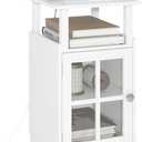 Nightstand with Charging Station,White End Table Modern Side Table with USB Ports and Outlets, Mid-Century Bedside Table with Storage for Bedroom Living Room MLBZ08WE