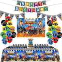 Monster Truck Birthday Party, Hot Jam Monster Wheels Party Supplies Tablecloth