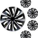 Hubcap Wheel Covers Replacement R16 Size Hub Caps Universal-Fit Steel Wheel Rim Cap ABS Tire Cover for Most Cars Trucks SUV Sedans -Set of 416-inchSilver-Black