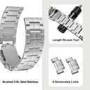 ANNEFIT Stainless Steel Watch Band 18mm 20mm 22mm, Metal Watch Strap with Double Folding Lock Buckle for Men Women