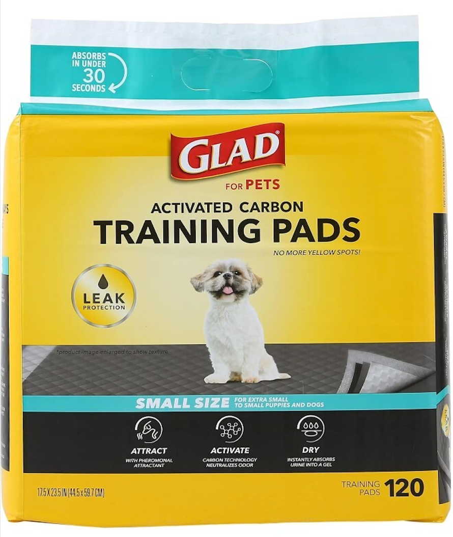 Glad for Pets Black Charcoal Puppy Pads - Super Absorbent Disposable Dog Pee Pads, Potty Training Pads, and Pet Supplies - Grey Dog Pee Pads for Crate Training and Indoor Use 17.5" x 23.5" - 120 Count