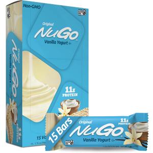 NuGo Protein Bar, Vanilla Yogurt, 11g Protein, Gluten Free, 15 Count, BBD 11/23/2026