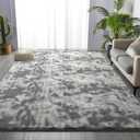 Large Soft Rugs for Living Room, 6 x 9 Ft Tie-Dyed Thickened Memory Foam Area Rug for Bedroom, Non-Slip Comfy Indoor Carpet for Boys Girls Dorm Room Nursery Home Decor, Light Grey