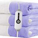 Electric Heated Blanket 50"x60" Throw Size for Safe All Night Rest, Dual-Sided Microplush Sherpa for Bedroom Couch Use, 4 Heat Settings & 3 Hours Auto Off, Machine Washable - Light Purple