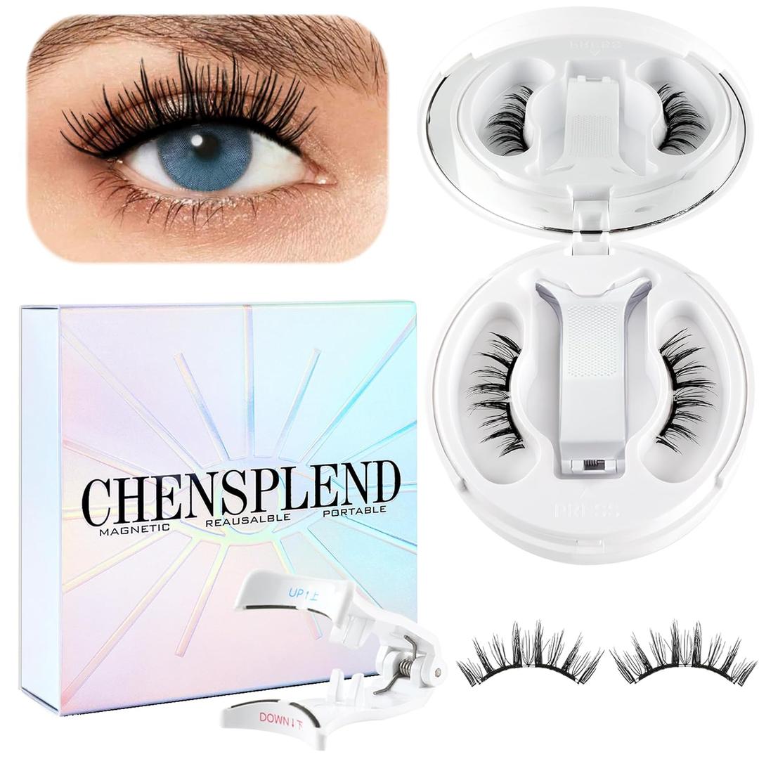 CHENSPLEND Upgrade Magnetic Eyelashes with Applicator  Natural Style, Natural BareSkin Finish, No Glue Needed, Easy to Apply/Remove for Daily Makeup (Z03)