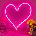 Pink Heart Neon Sign, Neon Heart Light for Wall Decor, Love Hearts LED Light up Sign 13.413 Inch Dimmable USB Powered Romantic Light Sign for Bedroom Valentine's Kids Room Wedding Party Decoration
