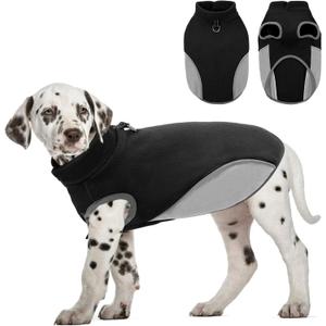 AOFITEE Fleece Dog Sweater, Warm Small Dog Sweater with D-Ring, Stretchy XSmall Fall Dog Sweater Fleece Dog Vest Jacket, Doggie Sweatshirt Girl Boys for Yorkie, Chihuahua, Teacup, Black XS