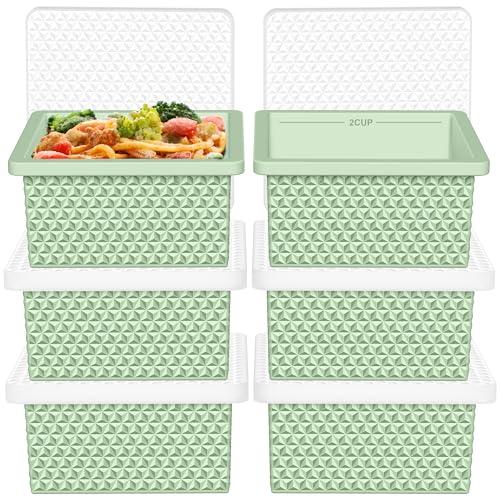 6 Pack-Silicone Freezer Tray with Lid-Stackable Soup Freezer Container Molds,2-Cup Ice Cube Trays for Perfect Portion Control,Food Storage & Meal Prep,Oven & Dishwasher Safe