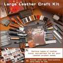 TLKKUE Leather Tooling Kit Leather Craft Tools Leatherworking Kit with Custom Handbag Cutting Mats Engraving Punching Sewing Stamping Sanding Tools for Handicraft Work Professional (XXXL)